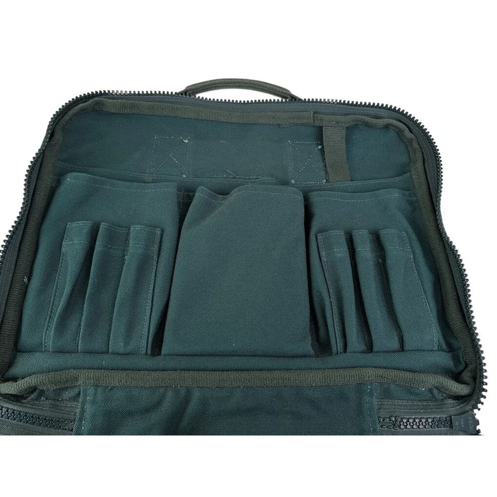 Vintage Lands End Square Rigger Canvas Attaché Briefcase Bag Green Made in USA